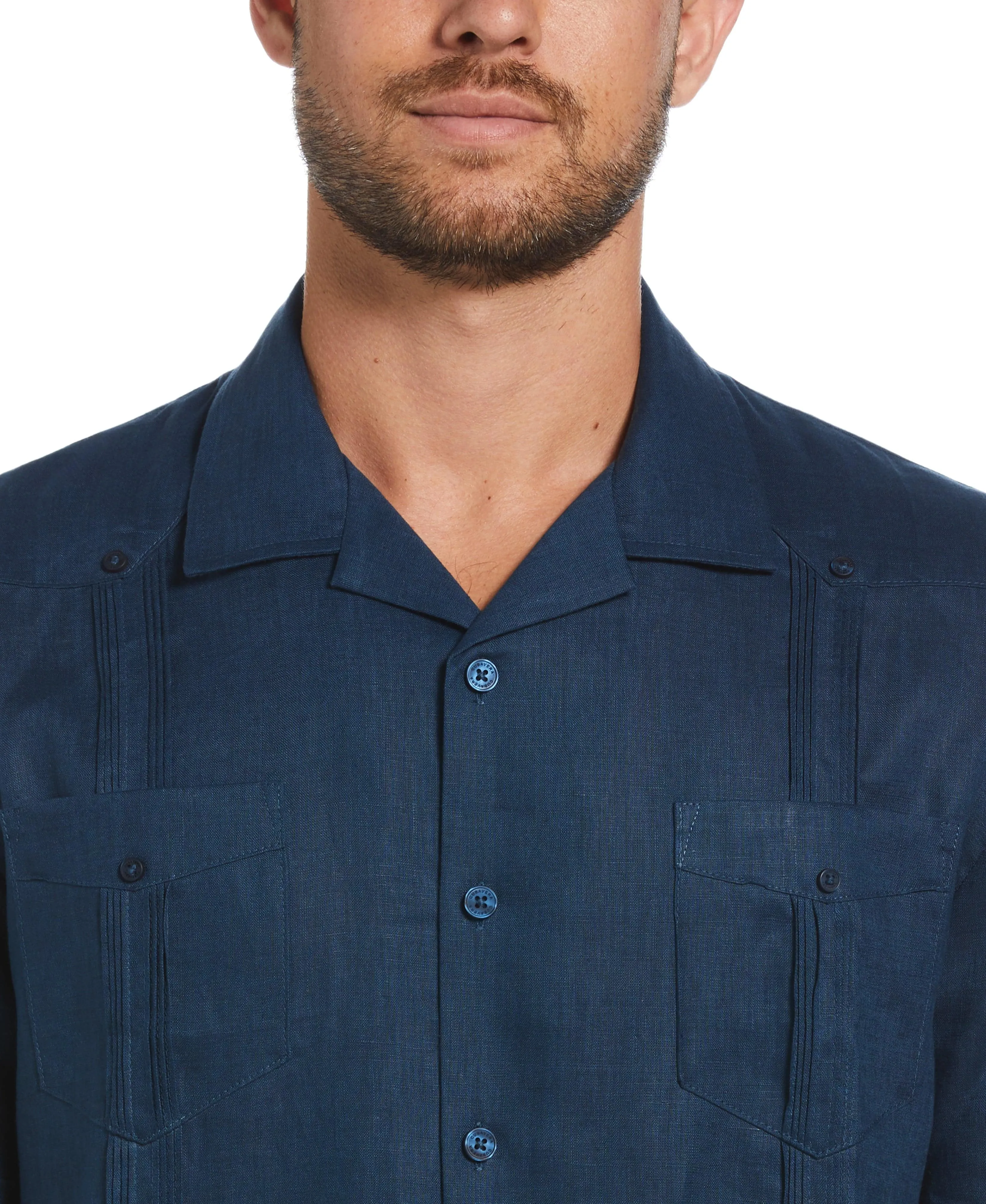 100% Linen Classic Guayabera Shirt - Short Sleeve