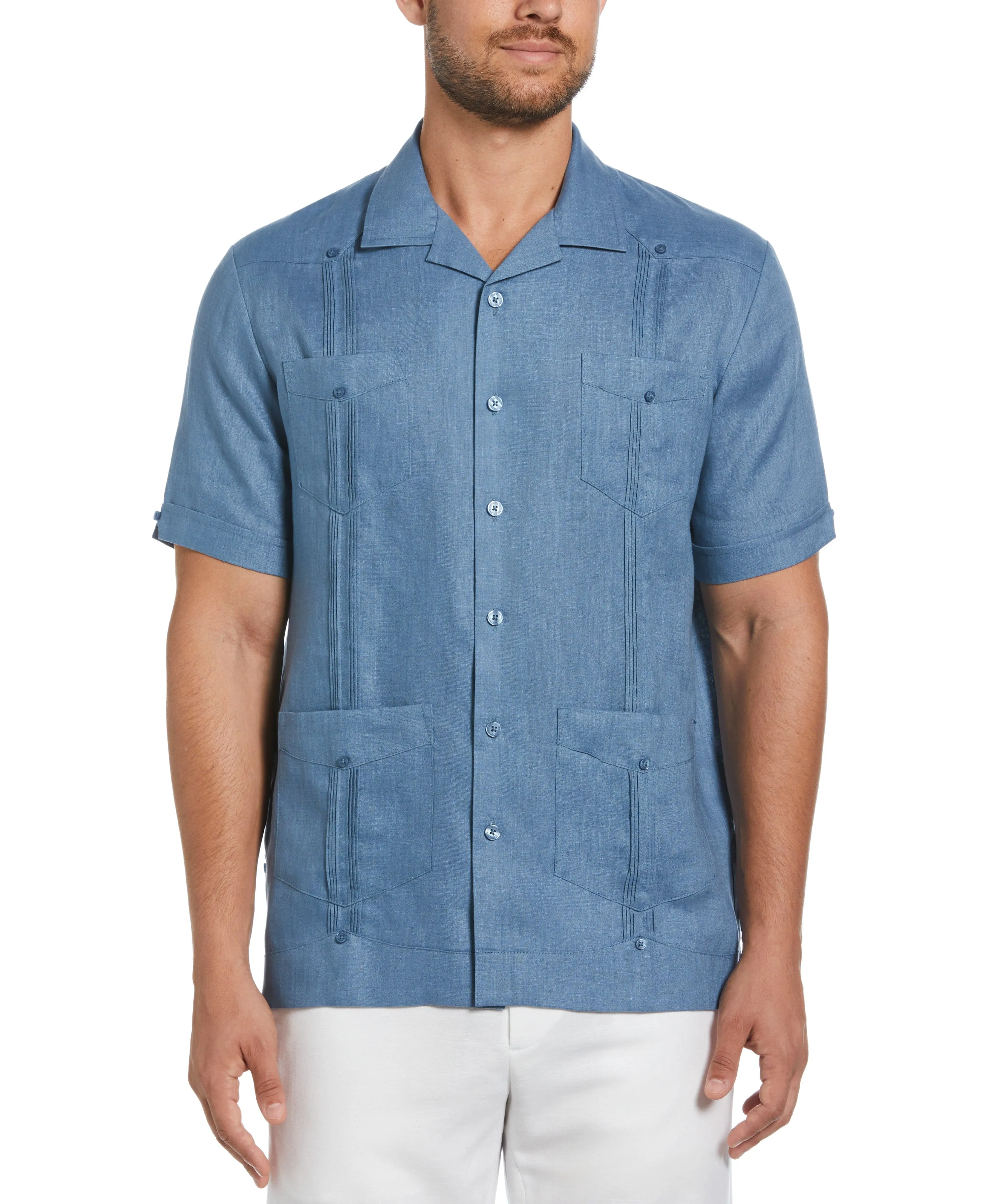 100% Linen Classic Guayabera Shirt - Short Sleeve