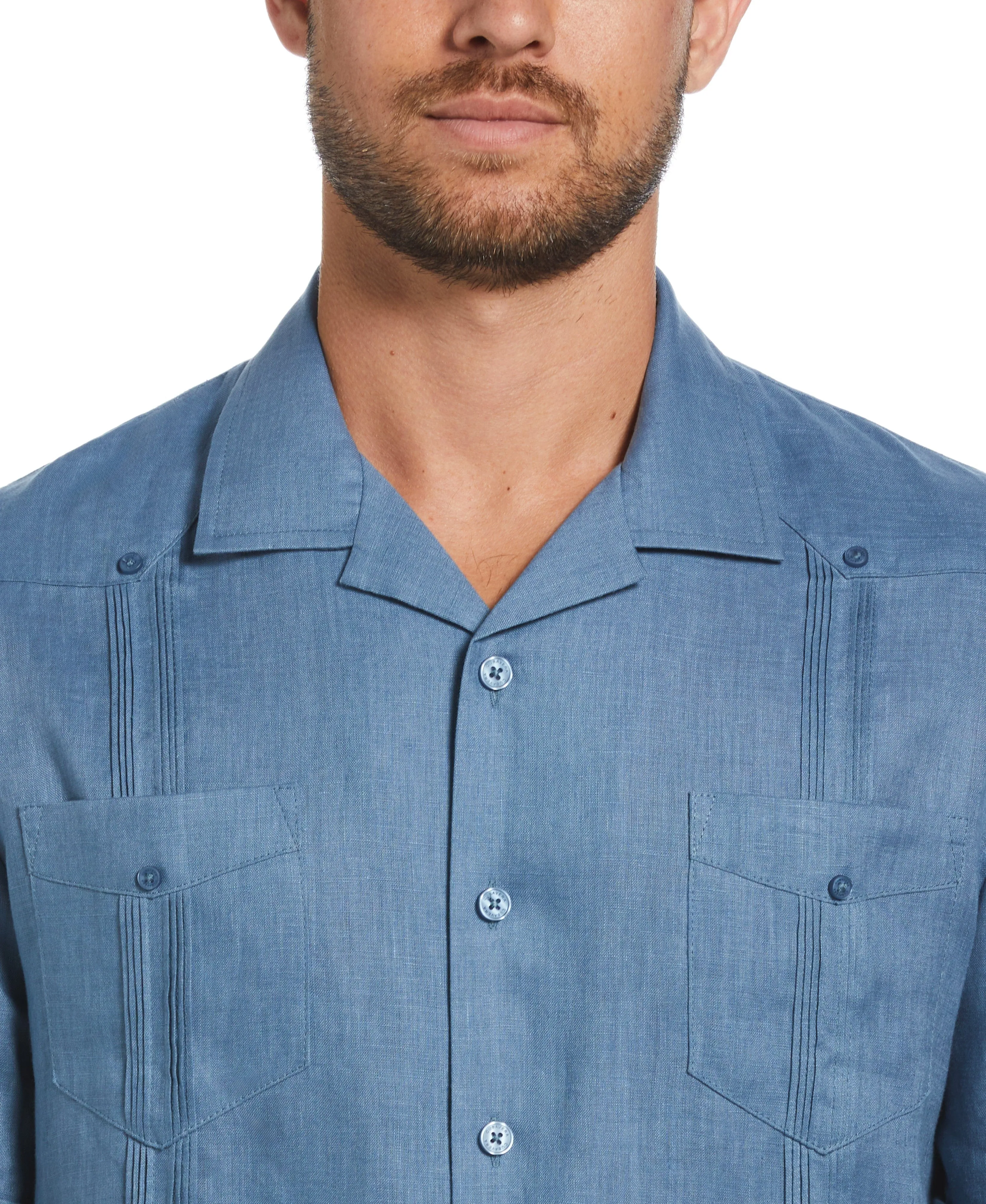 100% Linen Classic Guayabera Shirt - Short Sleeve