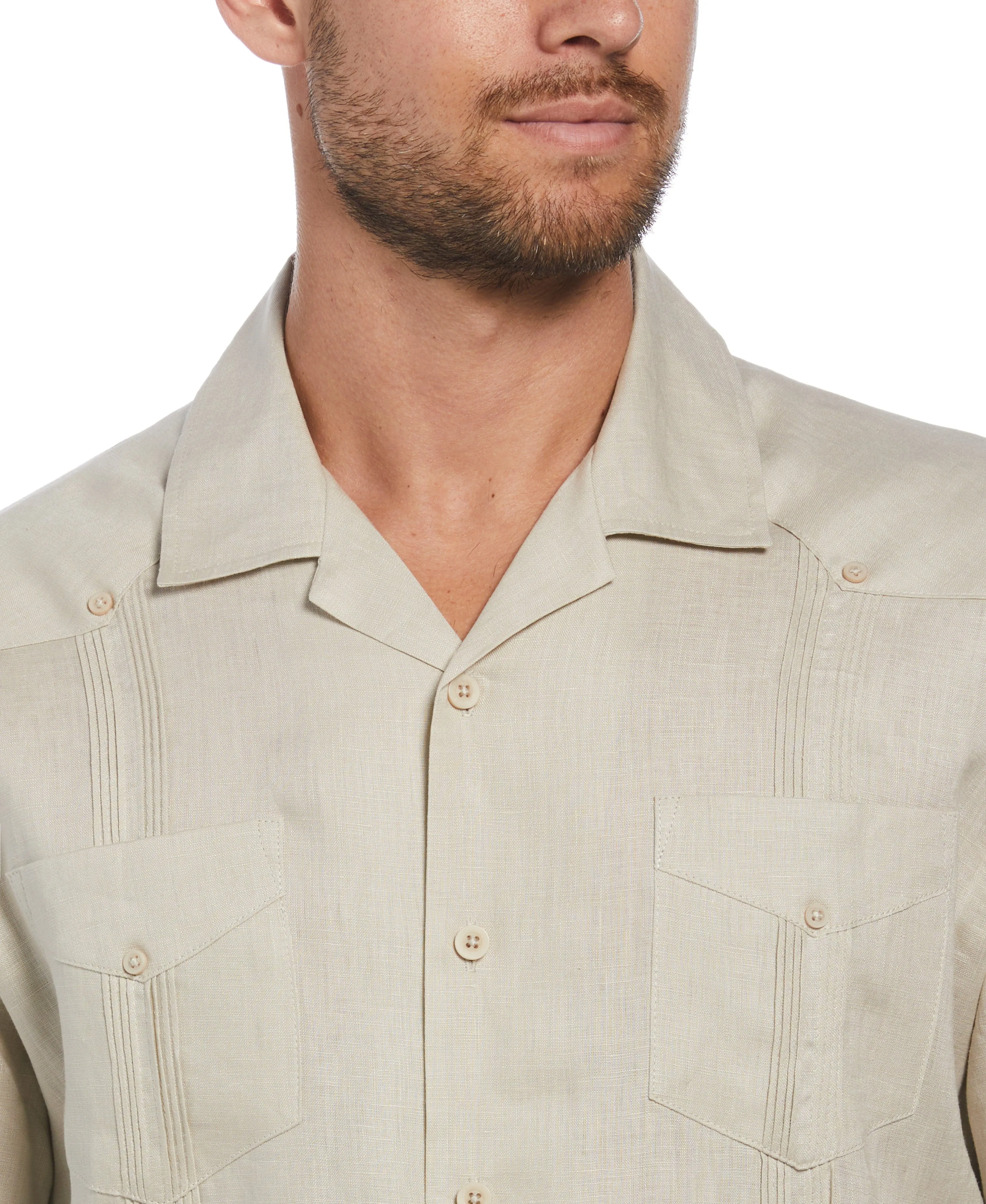 100% Linen Classic Guayabera Shirt - Short Sleeve