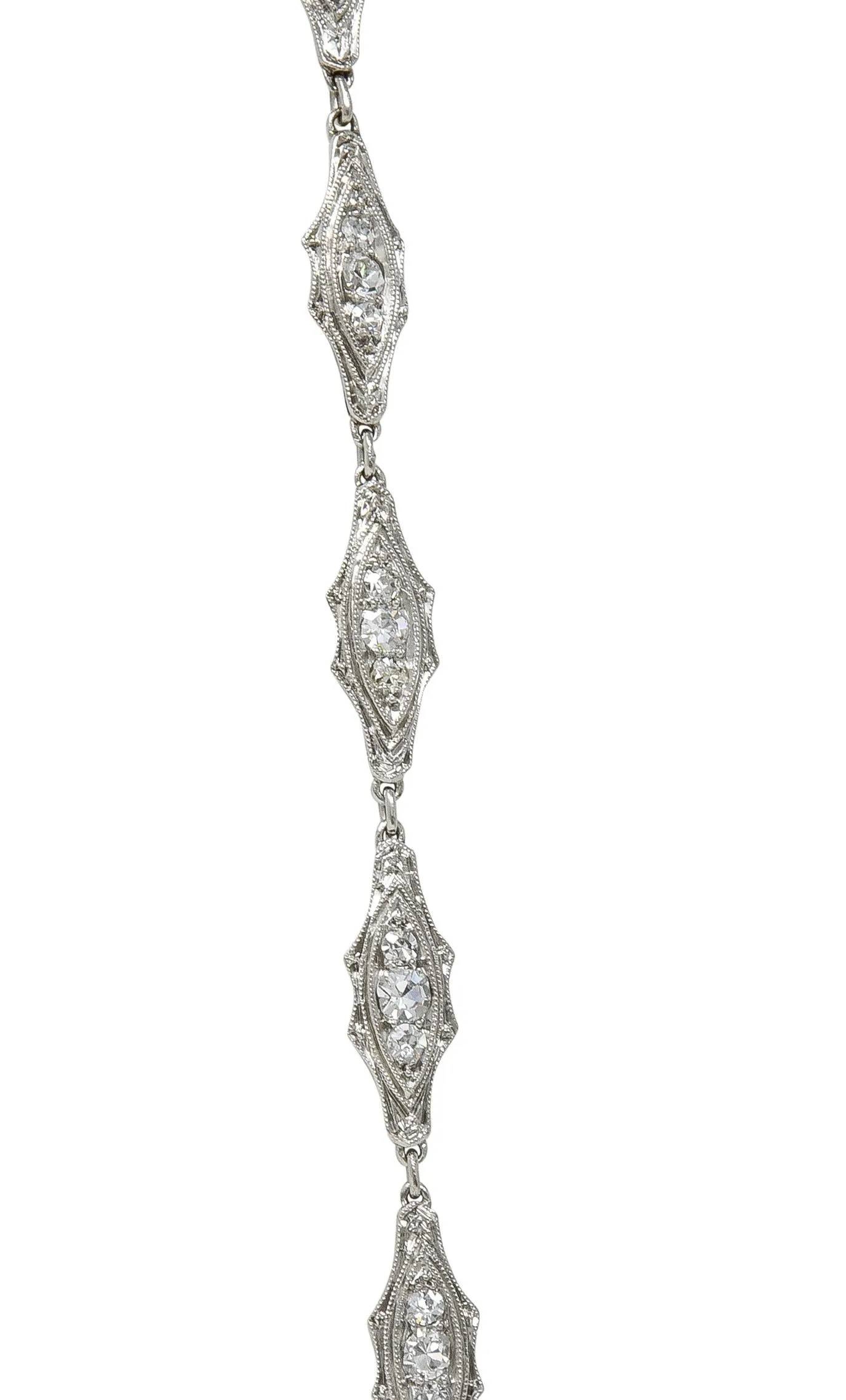 Art Deco 1920 4.60 CTW Diamond Platinum Fancy Link Antique Chain Necklace