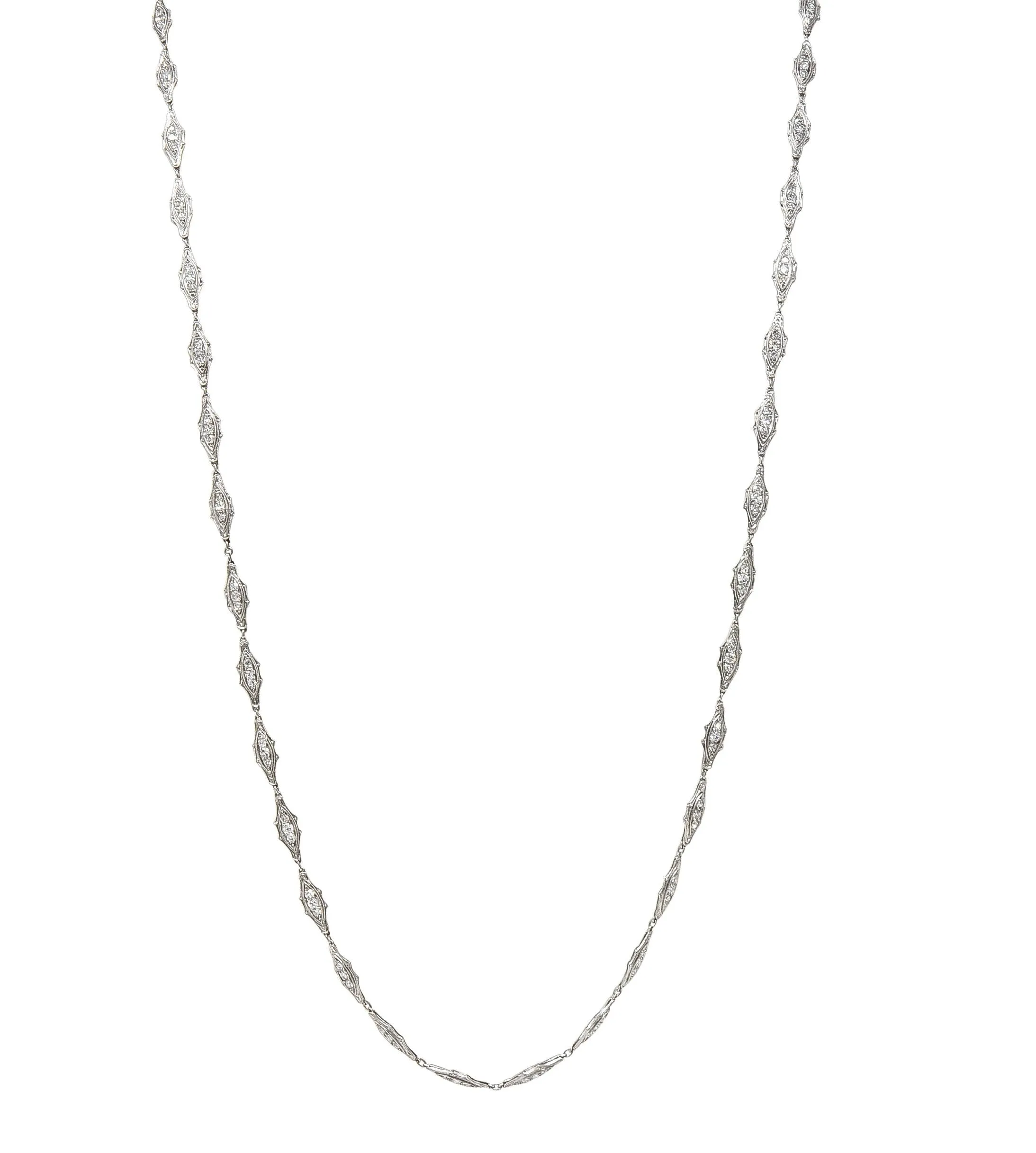 Art Deco 1920 4.60 CTW Diamond Platinum Fancy Link Antique Chain Necklace