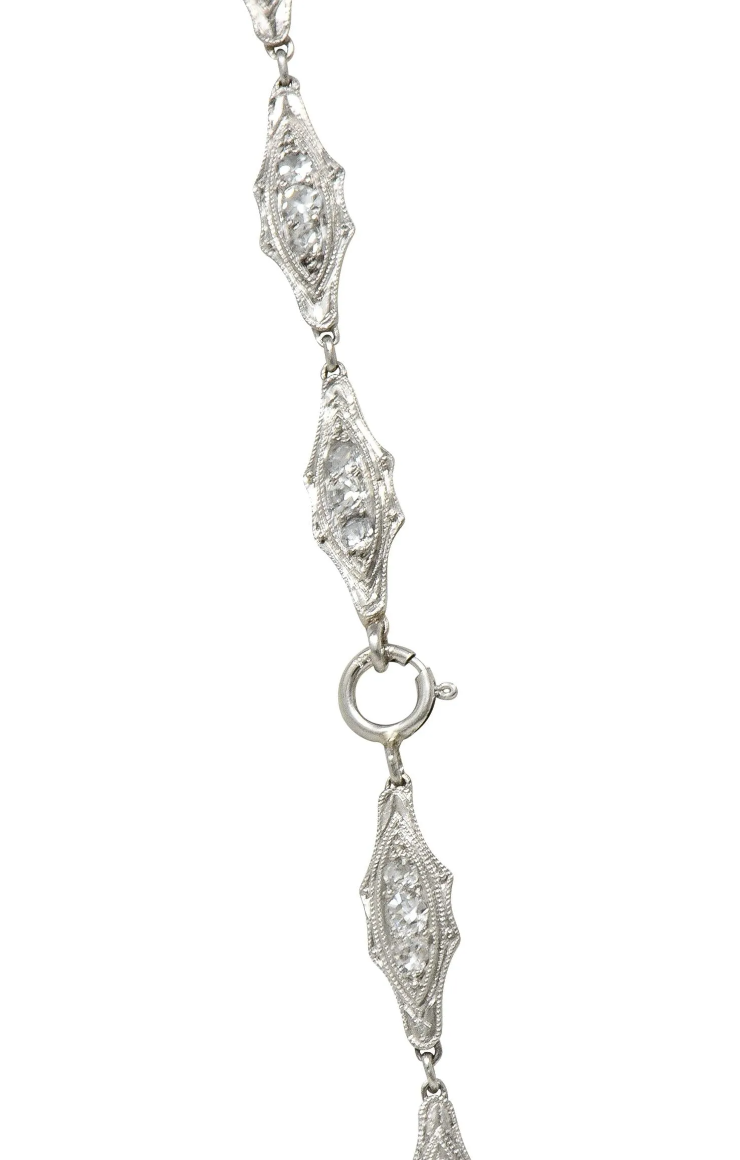 Art Deco 1920 4.60 CTW Diamond Platinum Fancy Link Antique Chain Necklace