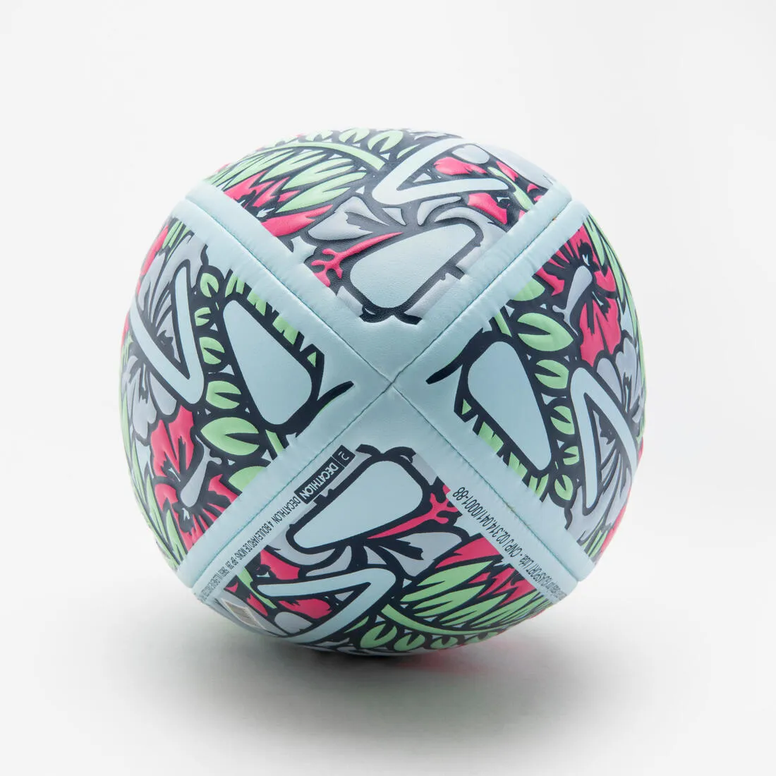 BALLON DE BEACH RUGBY - TIKI TAILLE 3 VERT / ROSE / BLEU
