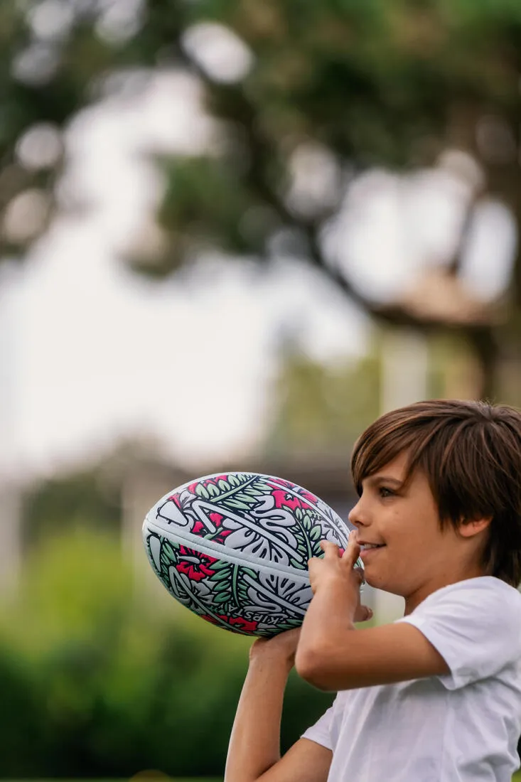 BALLON DE BEACH RUGBY - TIKI TAILLE 3 VERT / ROSE / BLEU