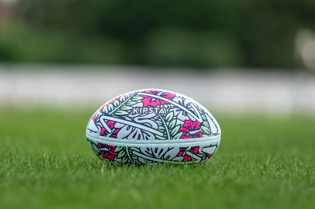BALLON DE BEACH RUGBY - TIKI TAILLE 3 VERT / ROSE / BLEU
