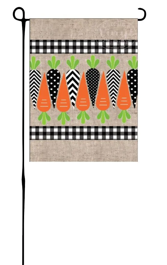 Black & White Carrots Garden Flag