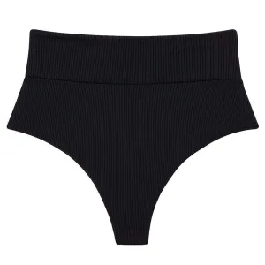 Black Rib Added Coverage High Rise Bikini bottom