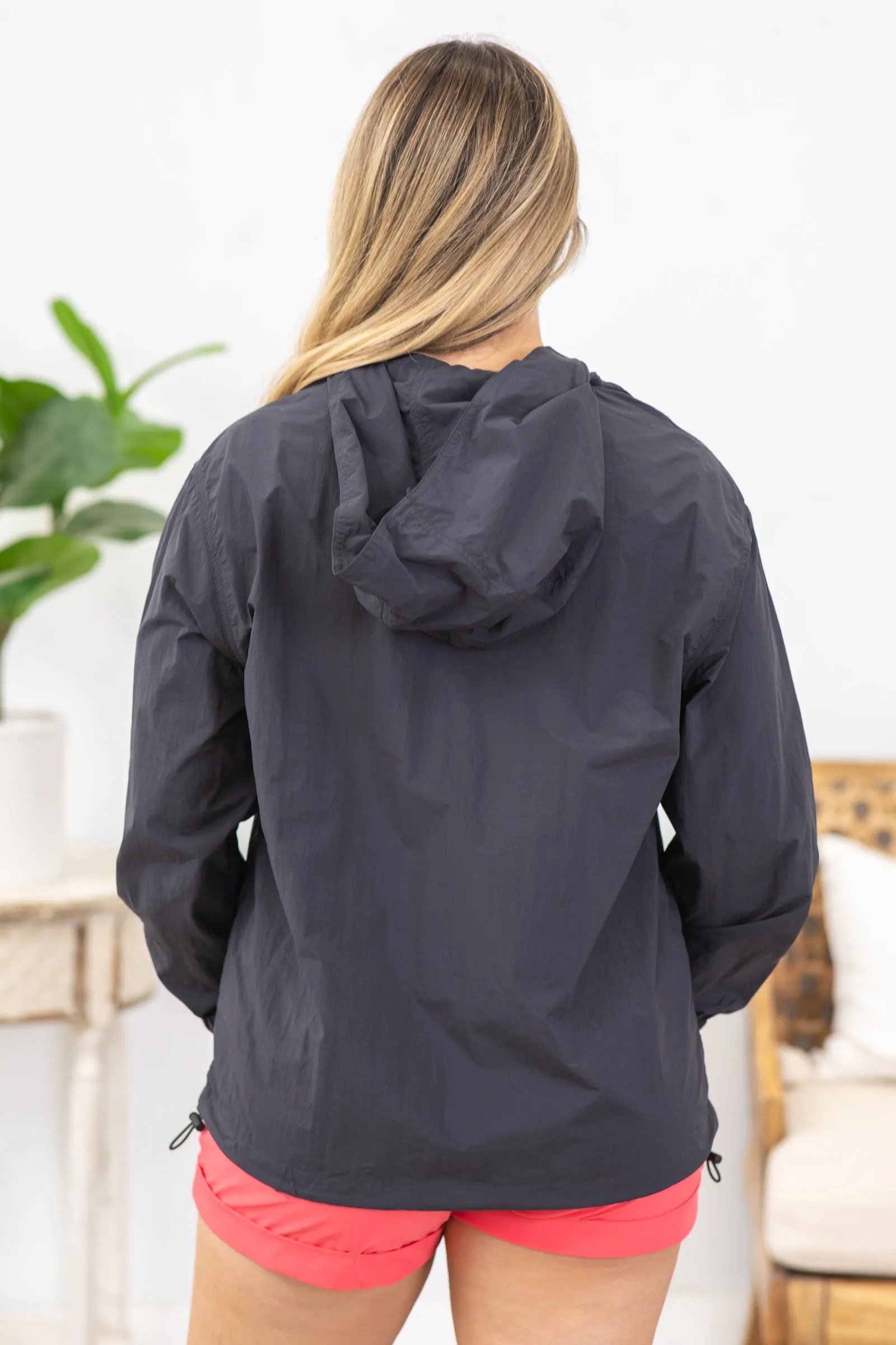 Black Water Resistant Hooded Active Jacket