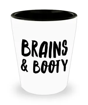Brains & Booty Ceramic Shot Glass for Her Funny Galentines Day Gifts Girlfriend Gift Idea