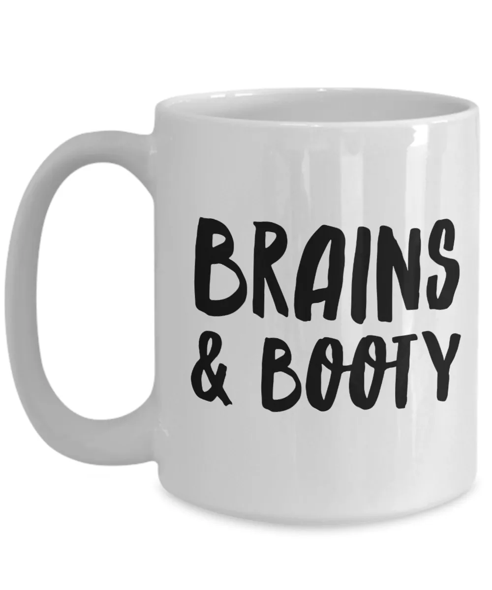Brains & Booty Mug for Her Funny Galentines Day Gifts Girlfriend Gift Idea Coffee Cup