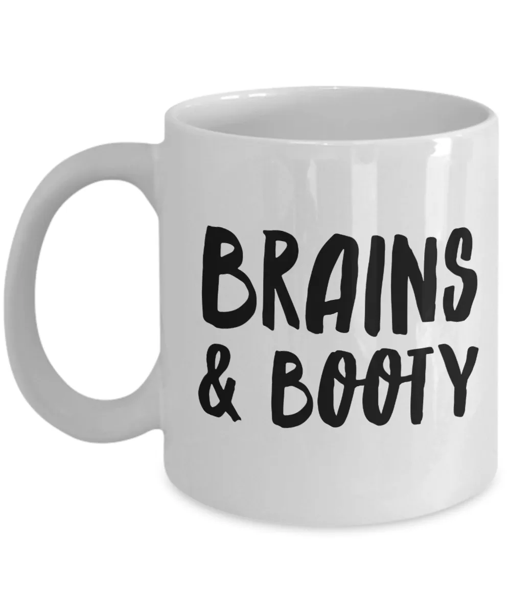 Brains & Booty Mug for Her Funny Galentines Day Gifts Girlfriend Gift Idea Coffee Cup