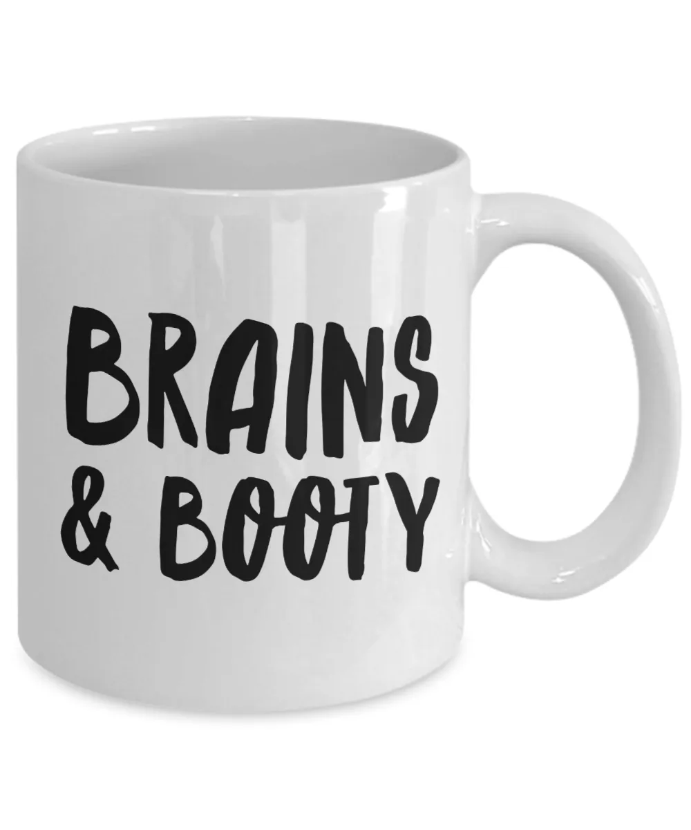 Brains & Booty Mug for Her Funny Galentines Day Gifts Girlfriend Gift Idea Coffee Cup