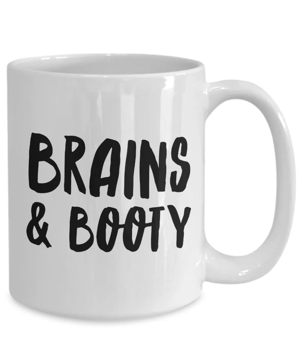 Brains & Booty Mug for Her Funny Galentines Day Gifts Girlfriend Gift Idea Coffee Cup