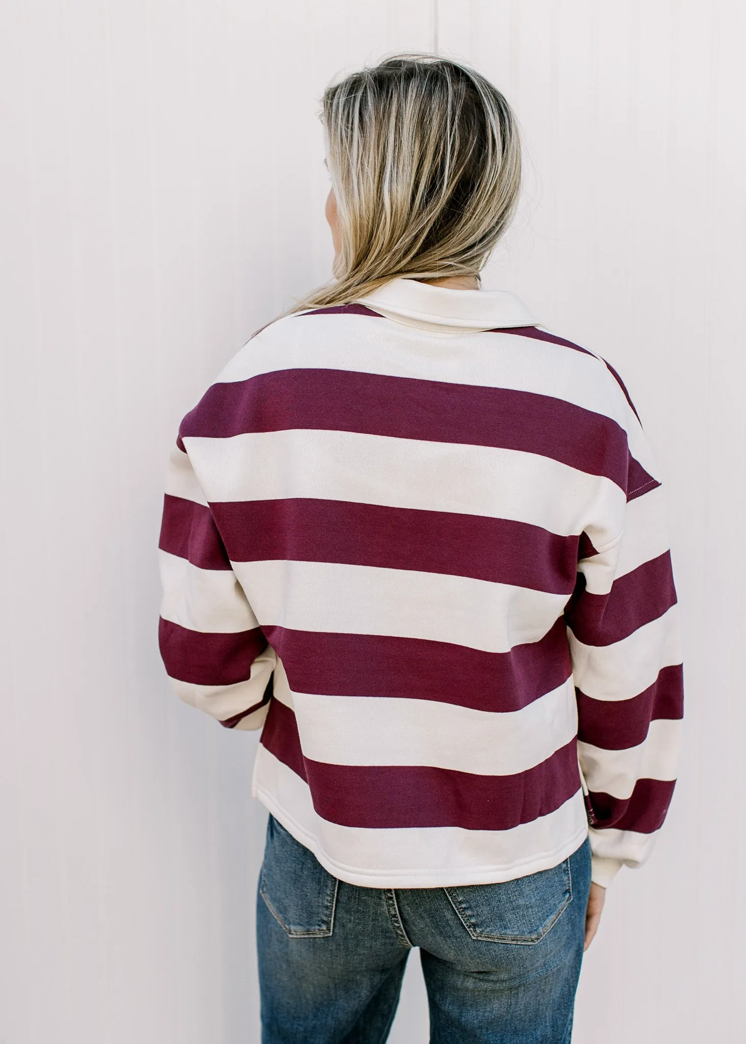Burgundy Rugby Stripe Top
