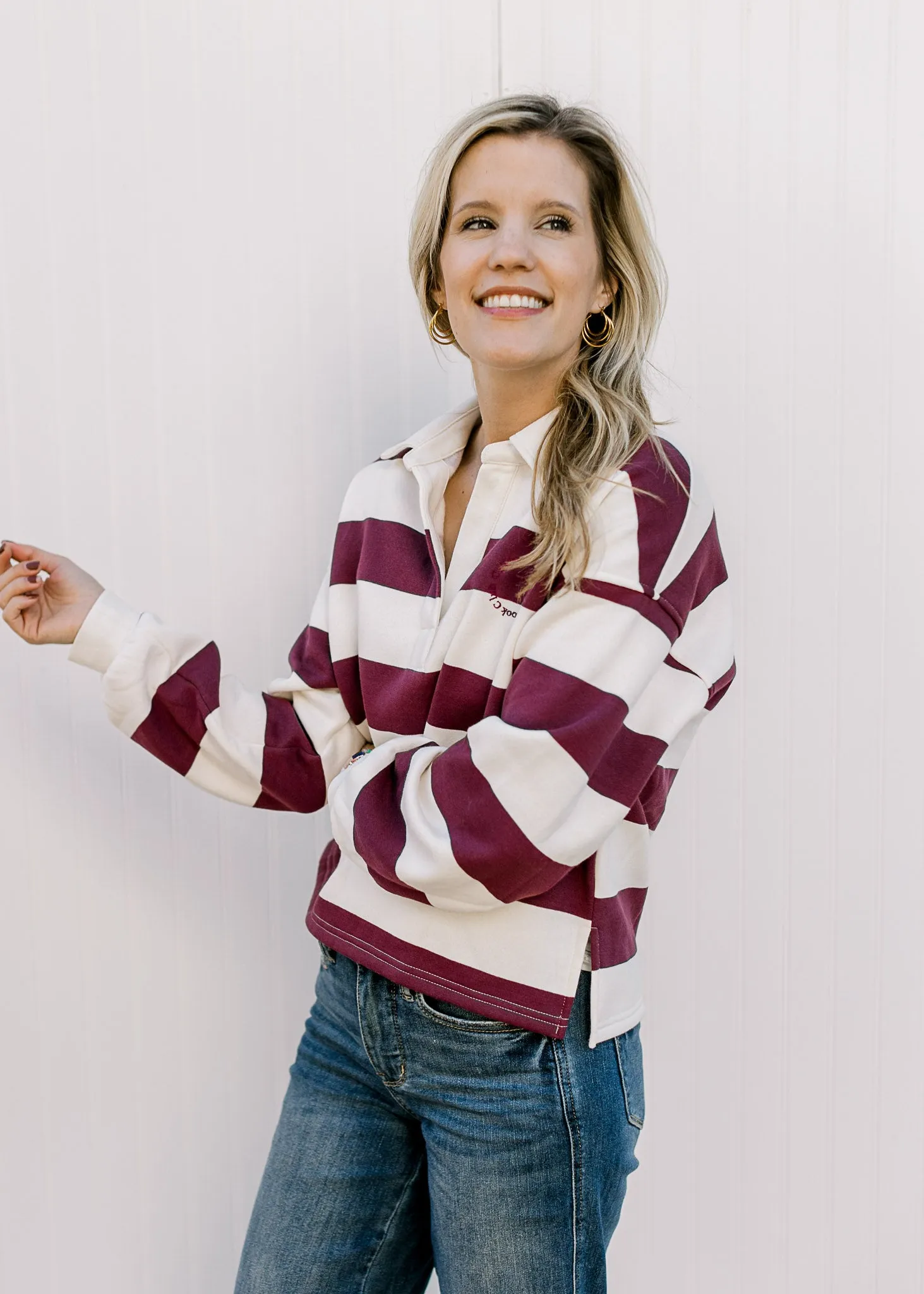 Burgundy Rugby Stripe Top