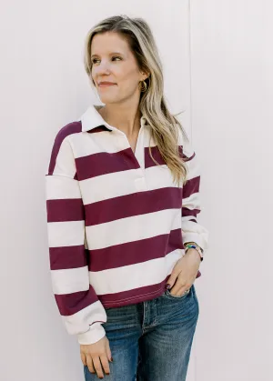 Burgundy Rugby Stripe Top