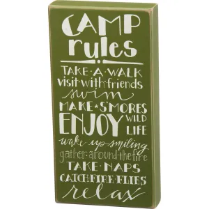 Camp Rules Wall Sign