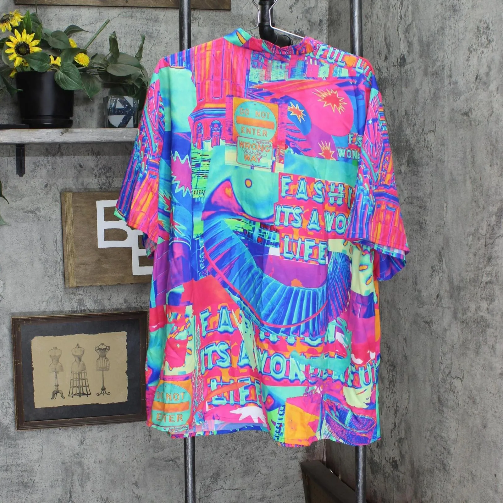 Chaoviche Womens Button Up Lightweight Camp Shirt Multicolor 3XL