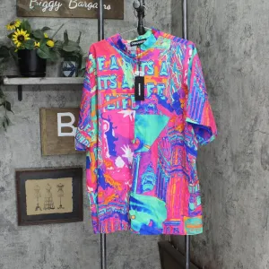 Chaoviche Womens Button Up Lightweight Camp Shirt Multicolor 3XL