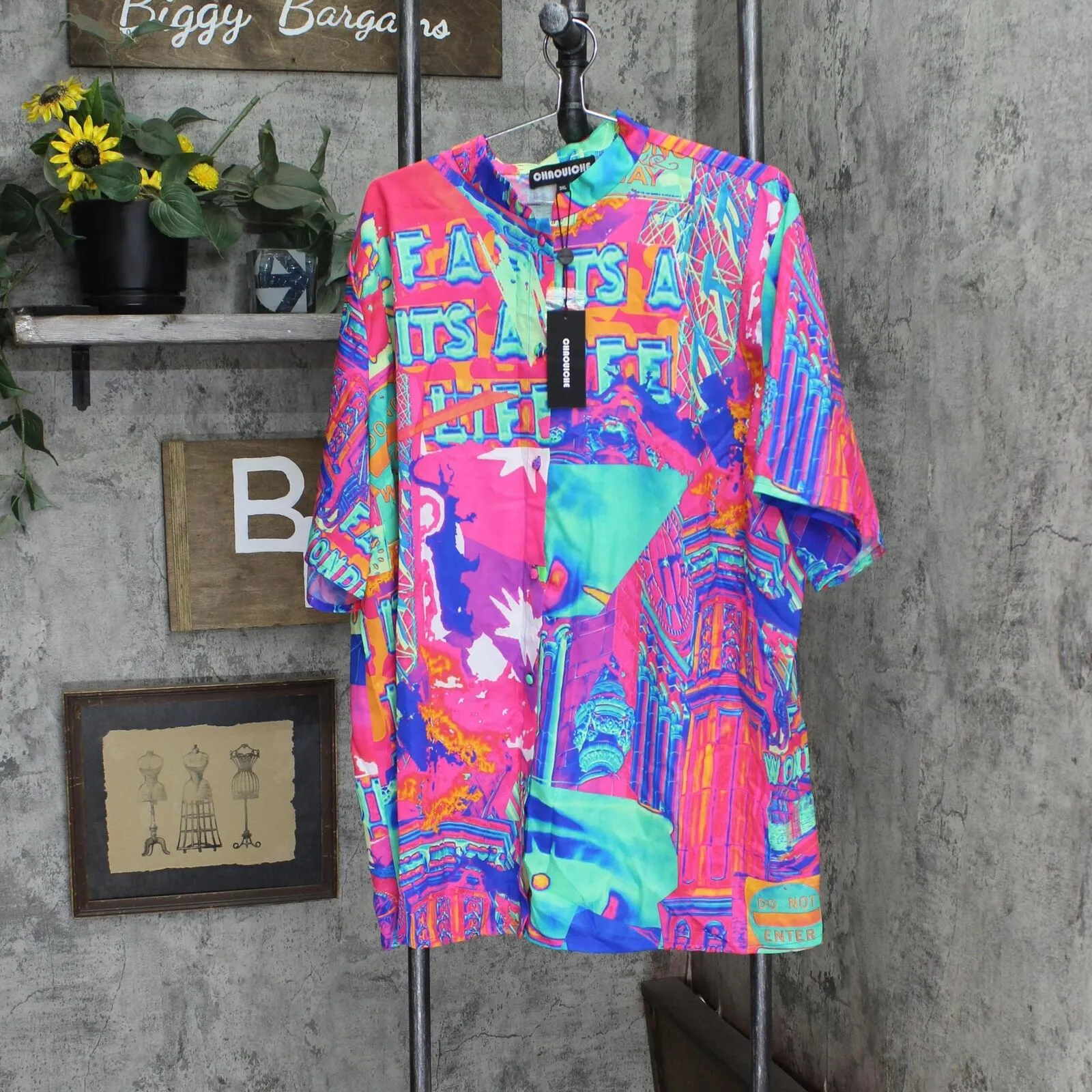 Chaoviche Womens Button Up Lightweight Camp Shirt Multicolor 3XL