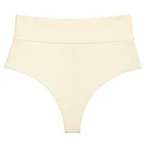 Cream Rib Added Coverage High Rise Bikini Bottom