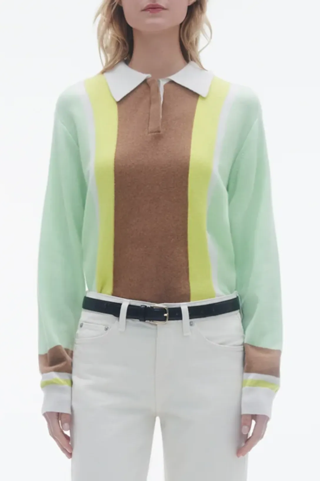 Cropped Stripe Rugby | Mint Combo