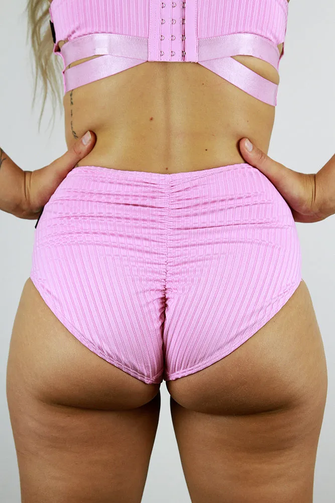 Crystal V Mid Waist Short - Pink