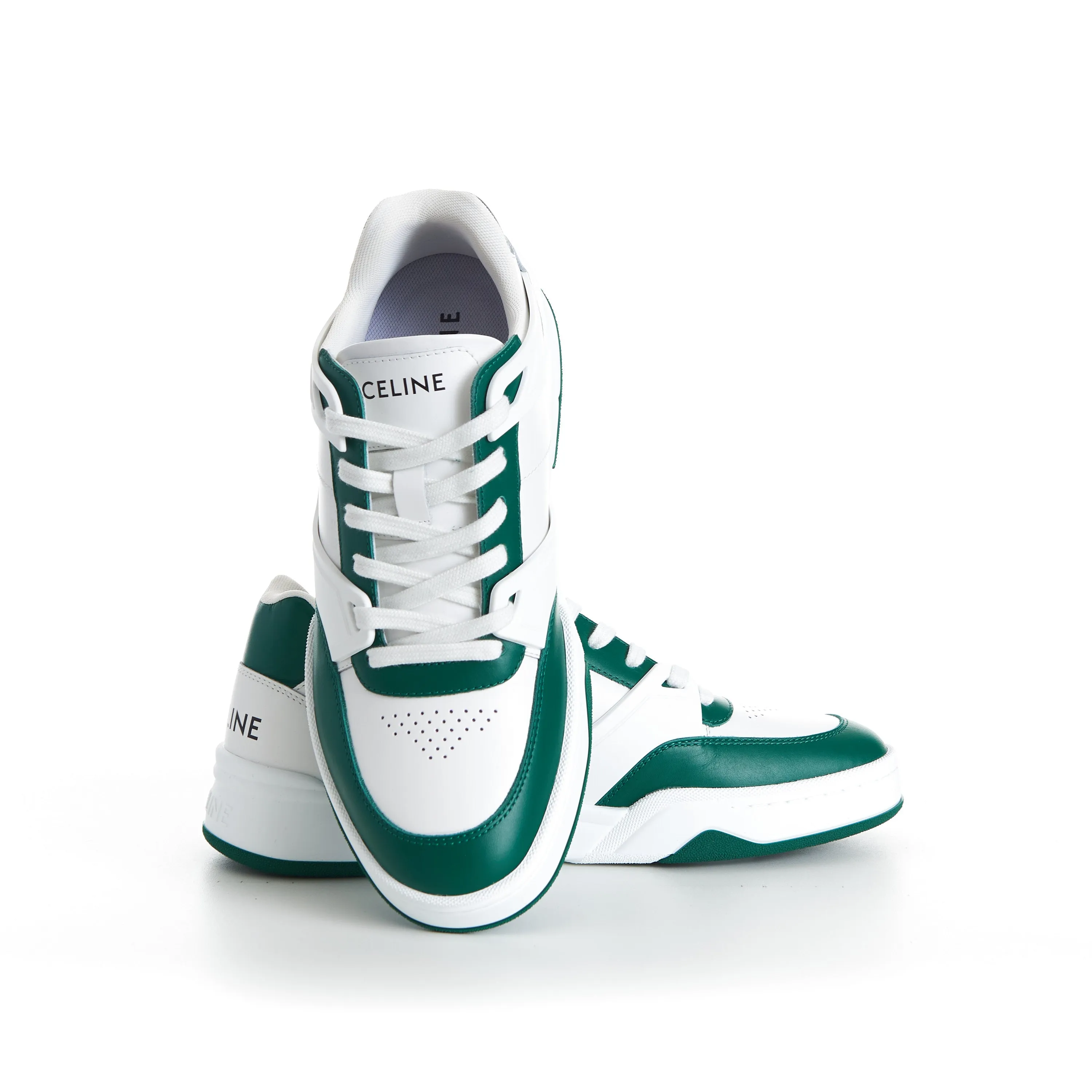 CT-07 Low Top Sneaker - White & Green Leather
