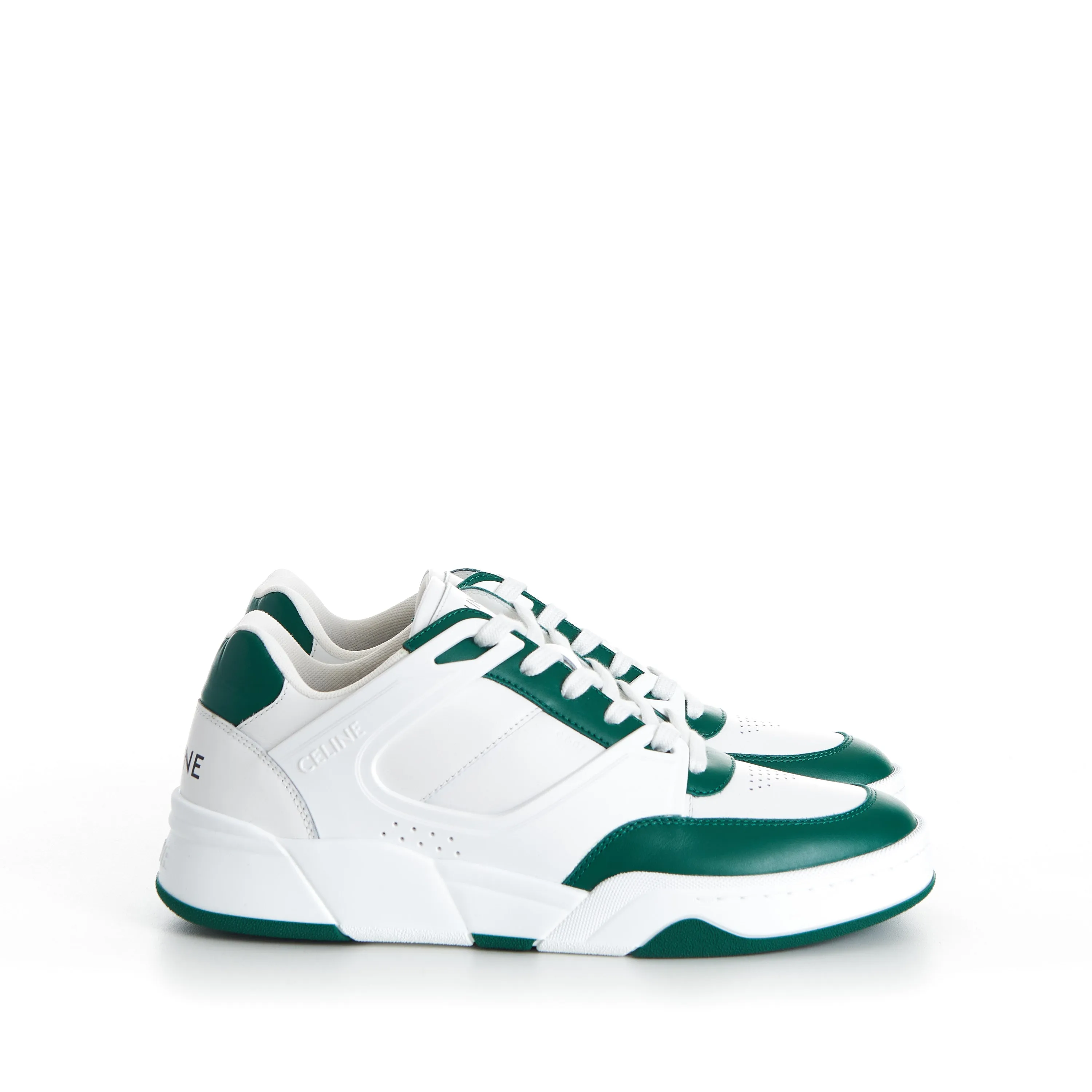 CT-07 Low Top Sneaker - White & Green Leather