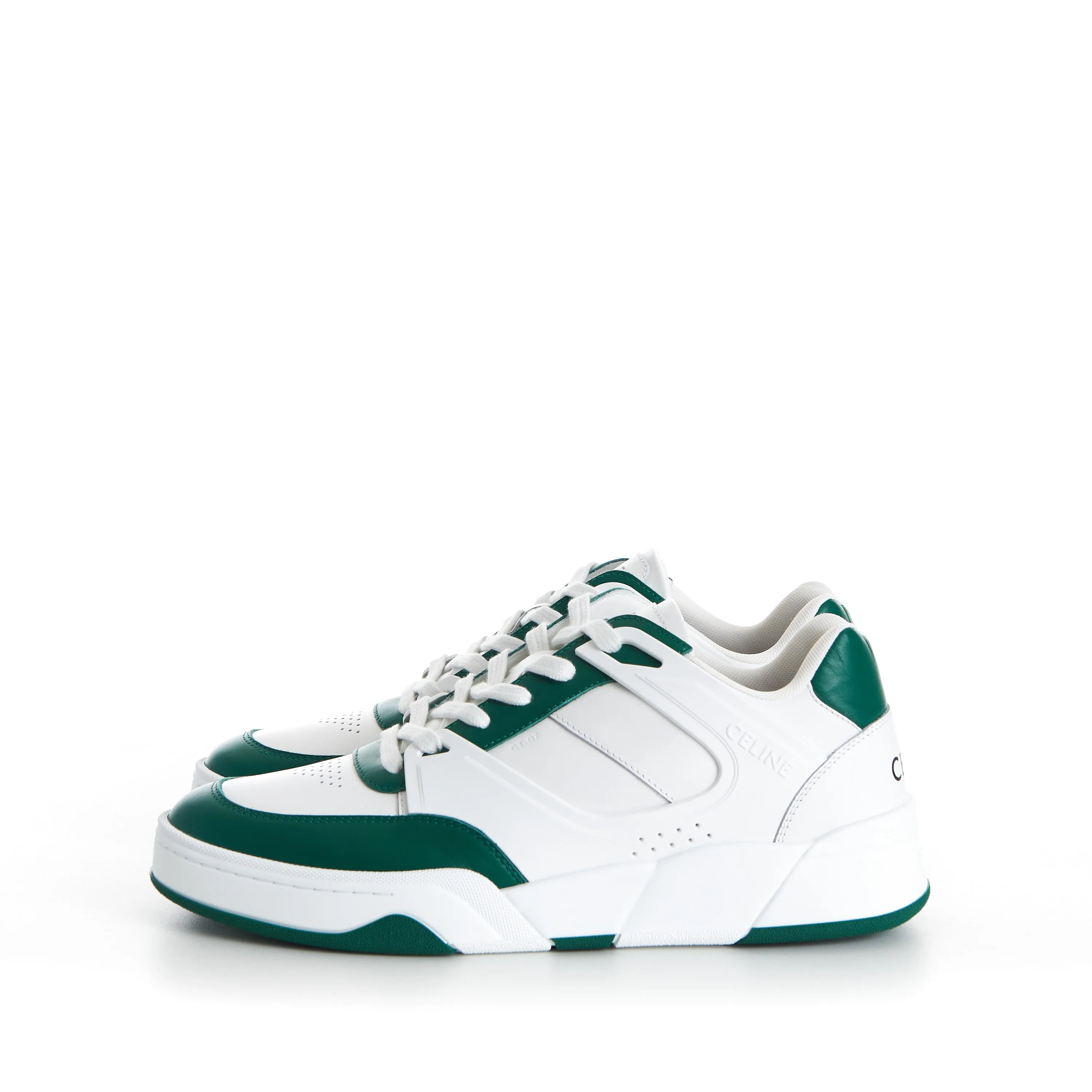 CT-07 Low Top Sneaker - White & Green Leather