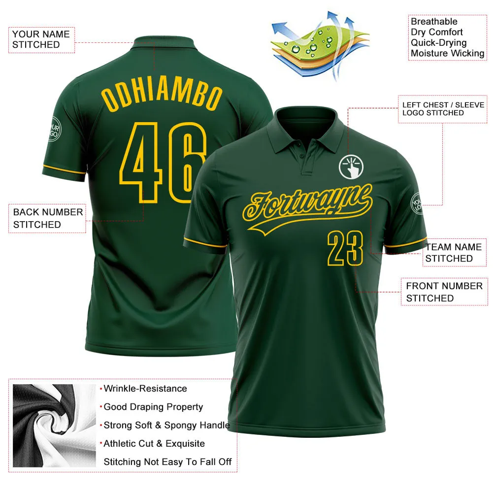 Custom Green Green-Yellow Performance Vapor Golf Polo Shirt