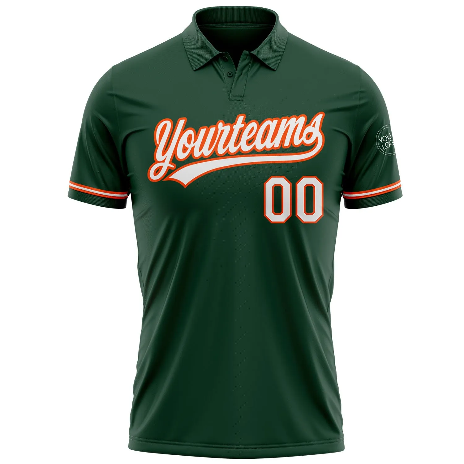 Custom Green White-Orange Performance Vapor Golf Polo Shirt