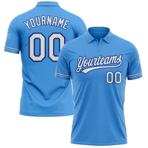 Custom Powder Blue White-Royal Performance Vapor Golf Polo Shirt