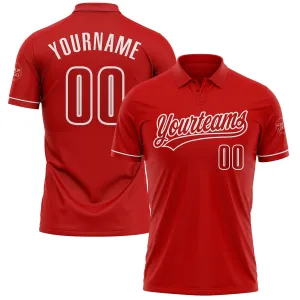 Custom Red White Performance Vapor Golf Polo Shirt