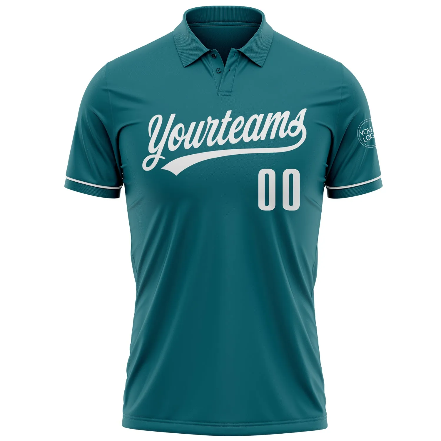 Custom Teal White Performance Vapor Golf Polo Shirt
