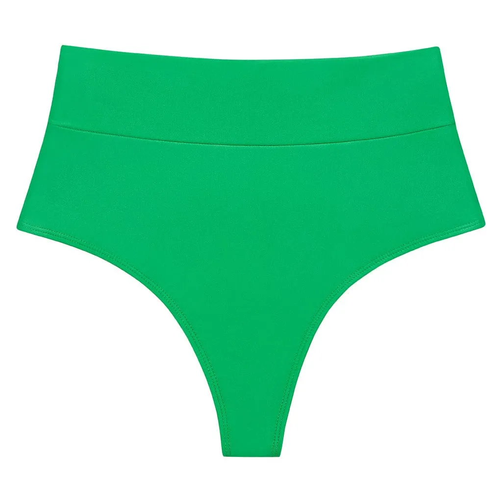 Emerald Shimmer Added Coverage High Rise Bikini Bottom