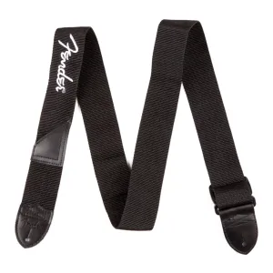 Fender Fender® Logo Strap, Black/White Logo, 2"