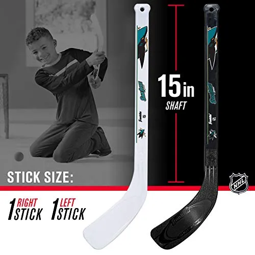 Franklin Sports NHL San Jose Sharks Mini Hockey 2 Piece Player Stick Set