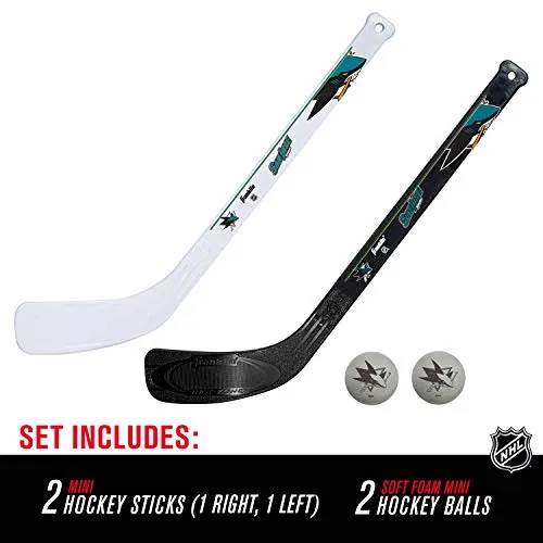 Franklin Sports NHL San Jose Sharks Mini Hockey 2 Piece Player Stick Set