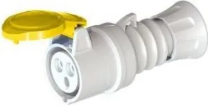 Gewiss GW62001H Low Voltage Screw Wiring Straight Connector, High Performance, IP44/IP54, 4 Reference, 2P E Pole, 100V-130V, 16 A, 50 Hz/60 Hz, Yellow