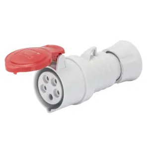 Gewiss GW62020H Low Voltage Screw Wiring Straight Connector, High Performance, IP44/IP54, 6 Reference, 3P N E Pole, 380V-415V, 32 A, 50 Hz/60 Hz, Red