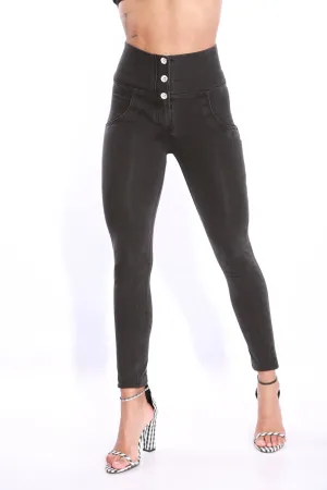 High waist Button up Butt lifting Shaping jeans Jeggings - Black wash