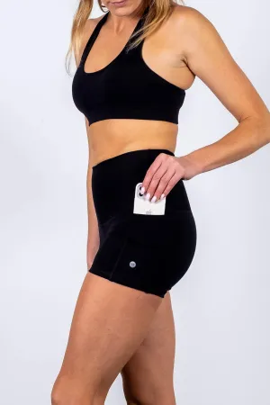 High Waist Short Shorts - Black