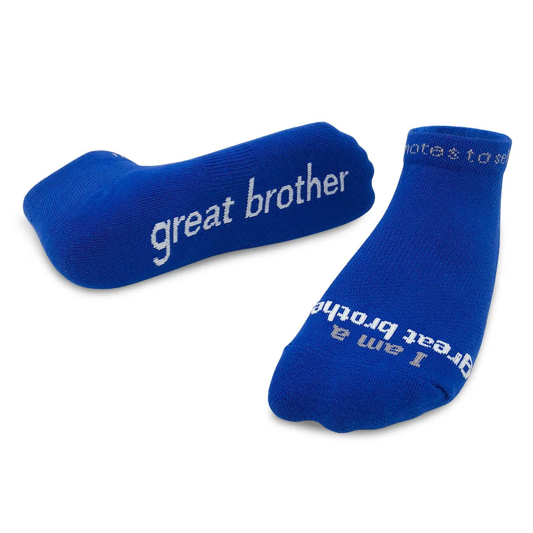 I am a great brother™ royal blue low-cut men's socks