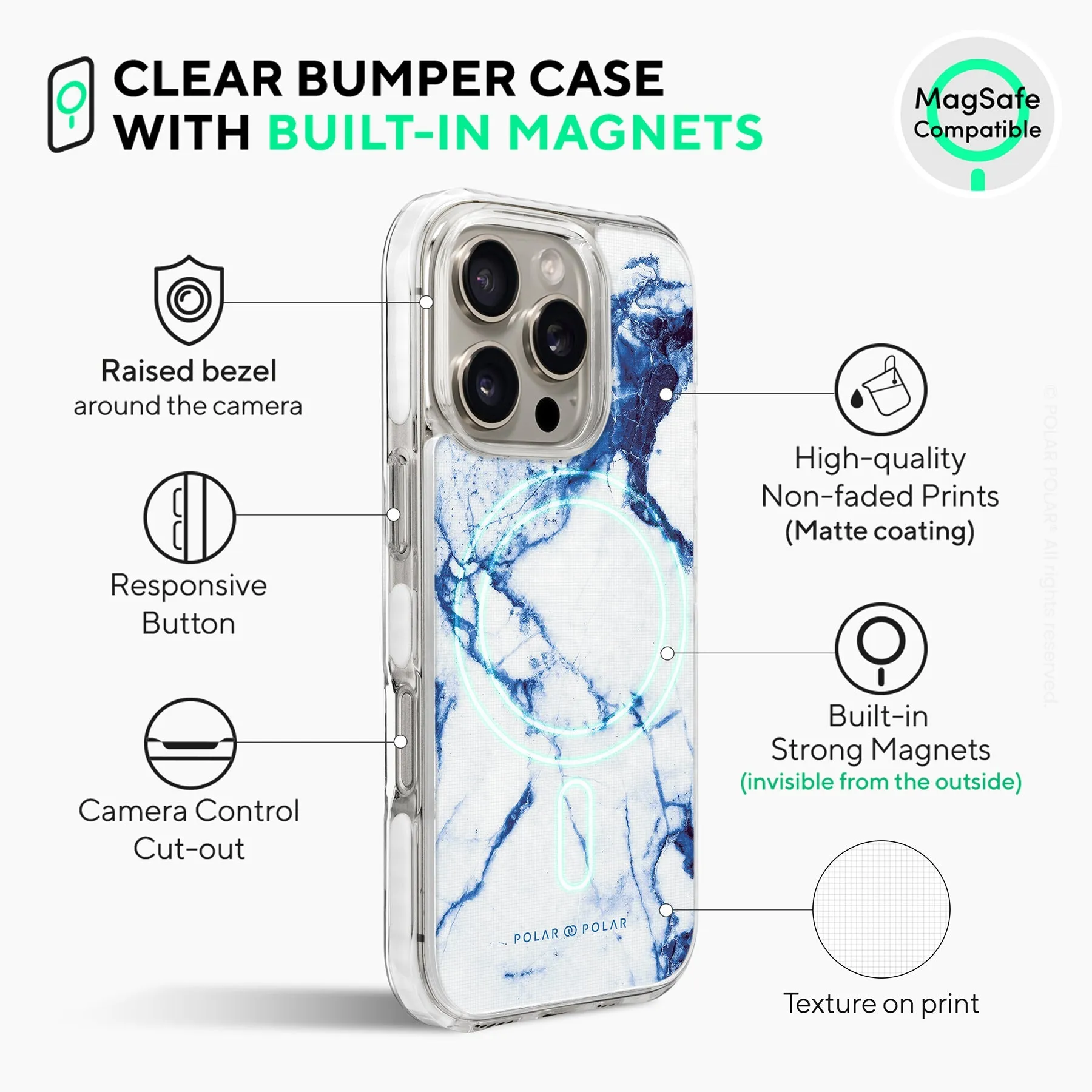 Indigo Vase - iPhone 16 Pro Clear Bumper MagSafe Case