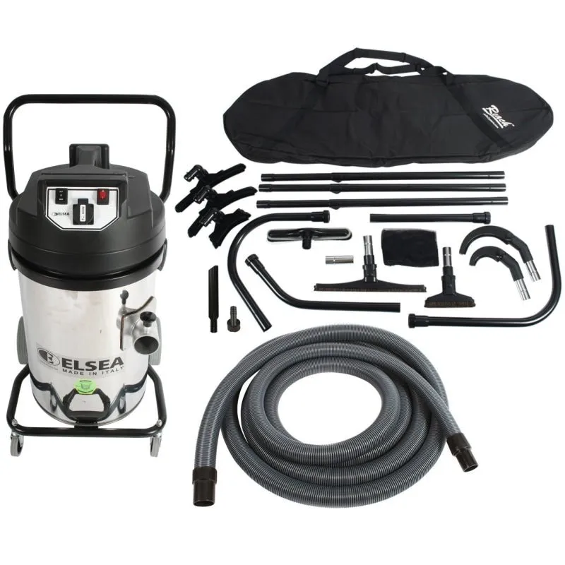Industrial 2-Motor Vacuum with Filter Shaker and 24 Ft. High Reach Attachment Kit, Stainless