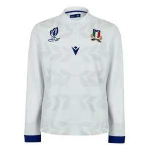 Italy RWC23 Long Sleeve Away Pique Cotton Polo by Macron