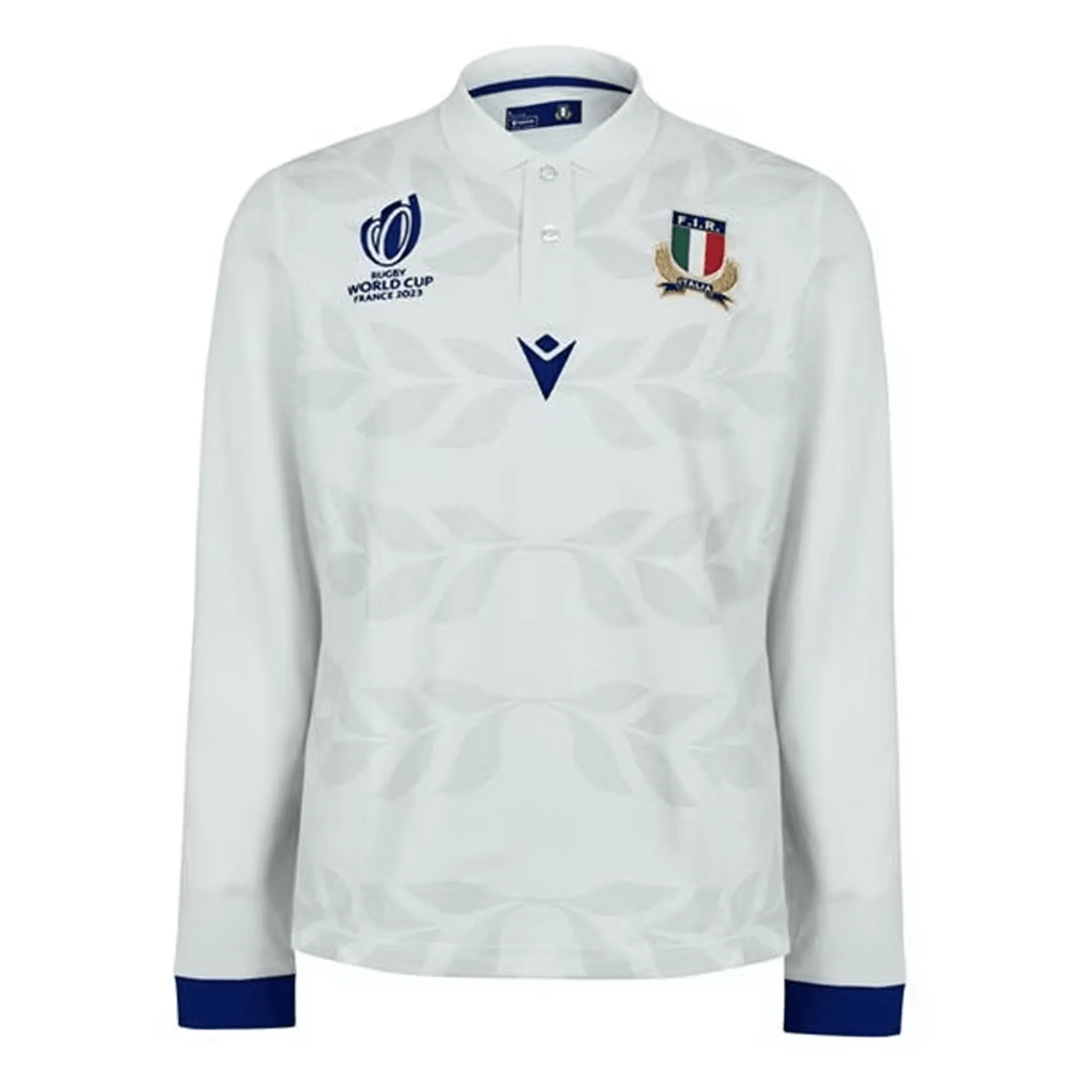 Italy RWC23 Long Sleeve Away Pique Cotton Polo by Macron