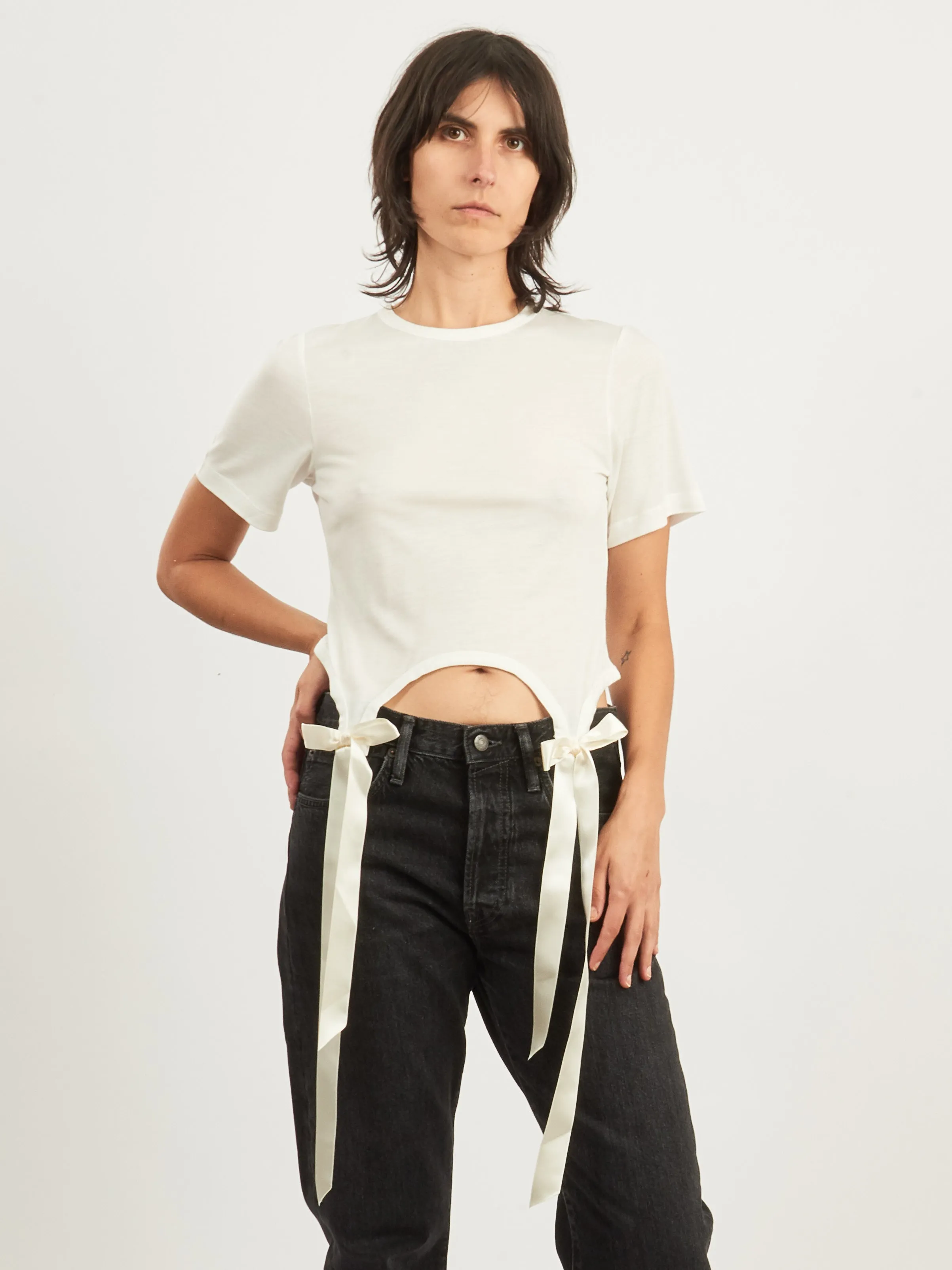 Ivory Easy T-Shirt W/Bow Tails